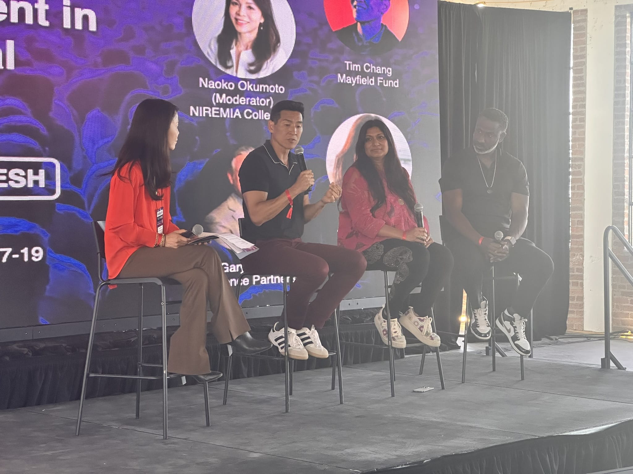 Tim Chang of the Mayfield Fund speaks on a panel on the main stage.