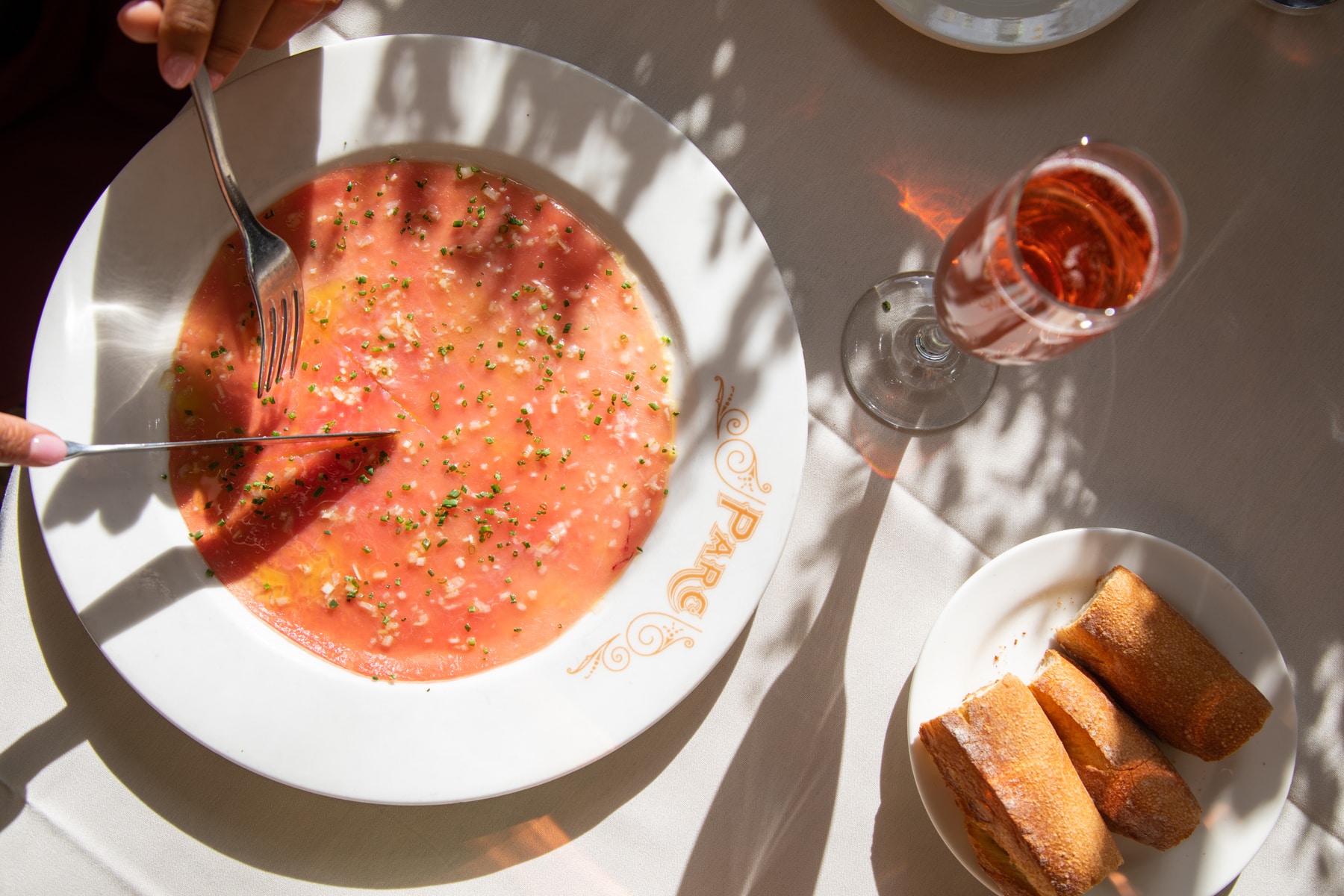 Great tuna tartare with Rose at Parc